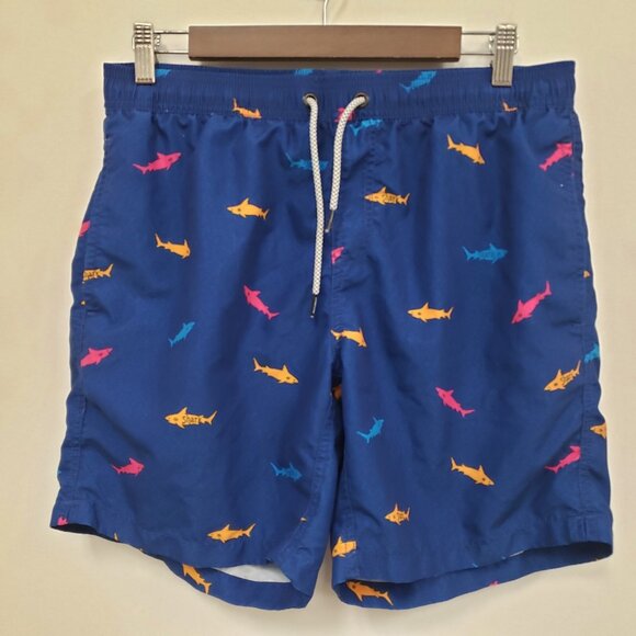 Maamgic Mens Shark Swim Trunks Size M Blue Vacation Beach Travel Cruise - Picture 1 of 11